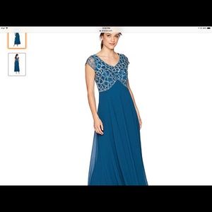 Stunning teal gown w/silver beads & sequins!
